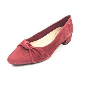 Easy Spirit Caster Red Suede Knotted Low Heel Dress Shoes Size 8.5